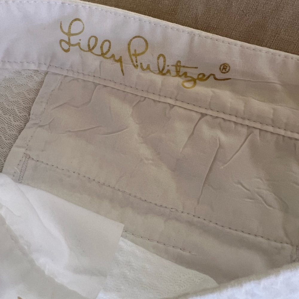 LILY PULITZER BUTTERCUP SCALLOPED 5” INSEAM 100% COTTON WAVE JACQUARD SHORTS EUC - Picture 7 of 9